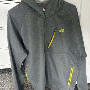 The North Face Heather Gray Jacket with Yellow Trim